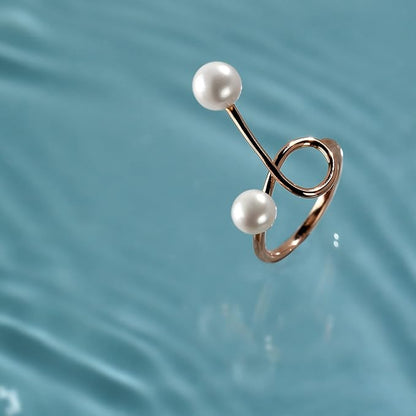 Rose Gold-Plated Pearl Ring