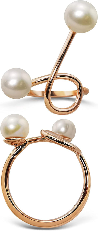 Rose Gold-Plated Pearl Ring