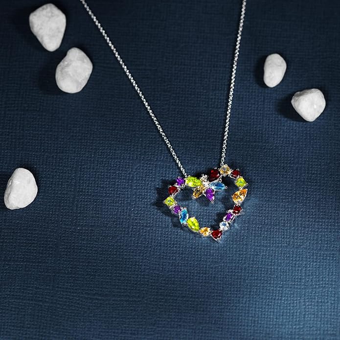 Heart-Shaped Gemstones Necklace