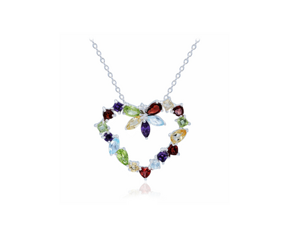 Heart-Shaped Gemstones Necklace