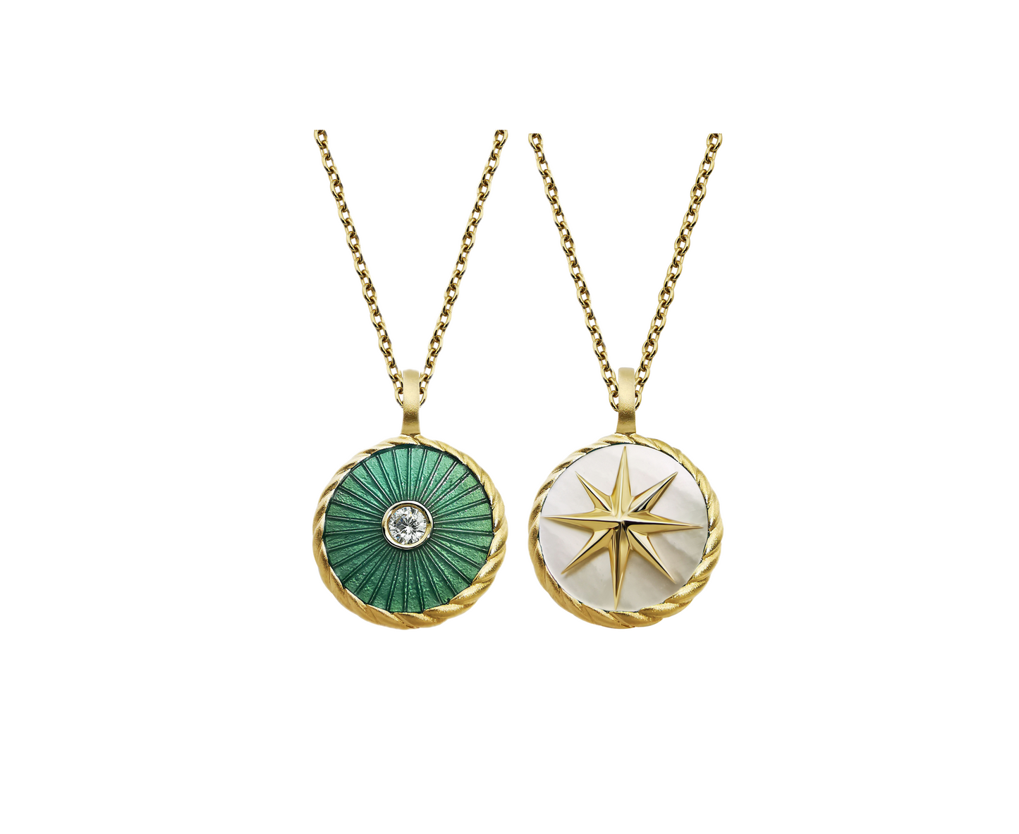 Mother-of-Pearl Compass Pendant Necklace