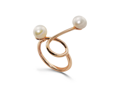 Rose Gold-Plated Pearl Ring