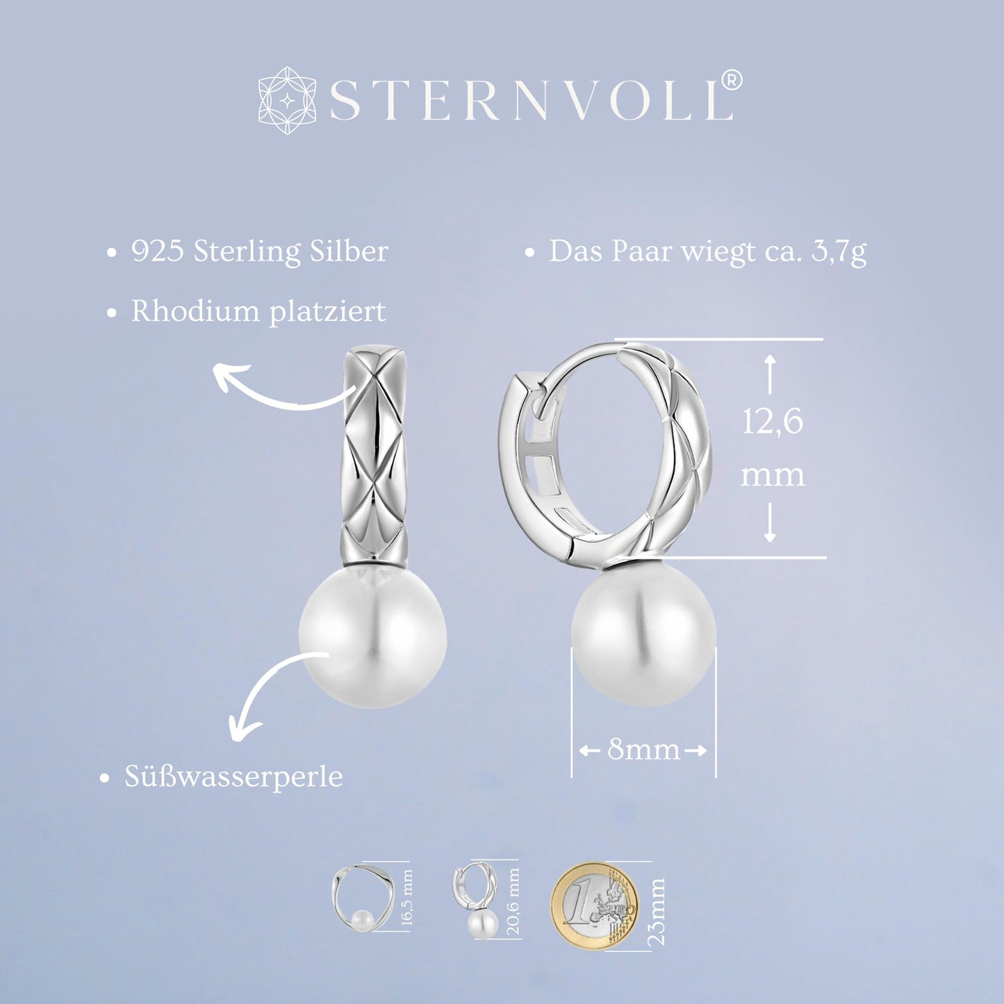 Sternvoll® Creolen aus 925 Sterling Silber Gold platziert mit Süßwasserperlen (Creolen Gold) - Sternvoll Jewelry